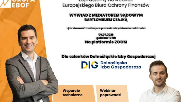 Zaproszenie na webinar Grupy EBOF: Wywiad z Mediatorem Sądowym Bartłomiejem Czajką